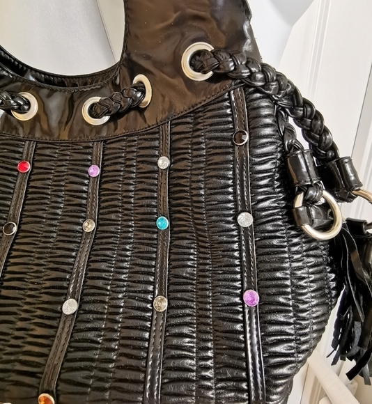 Vintage 80's vegan faux leather black purse shoulder bag mint condition - Picture 2 of 5